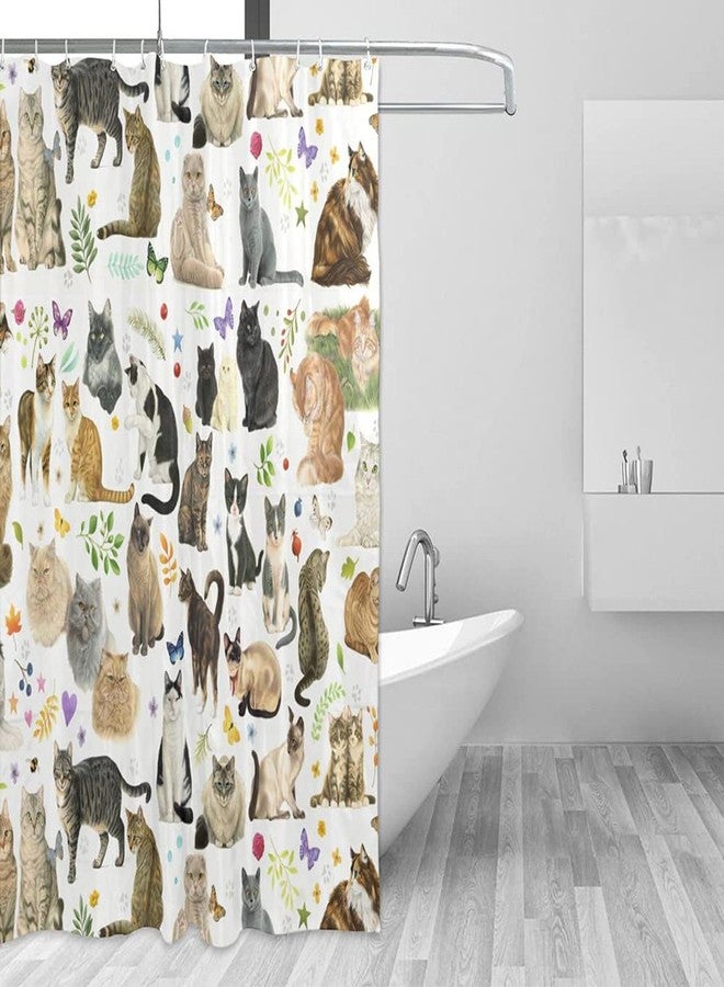 bositigo Cat Shower Curtain for Bathroom with Hooks, Cute Cartoon Colorful Kitty with Pets Paw for Cat Lovers Gift for Kids Girls Novelty Multicolor Decorative Fabric Shower Curtain 72x72 - Image 2