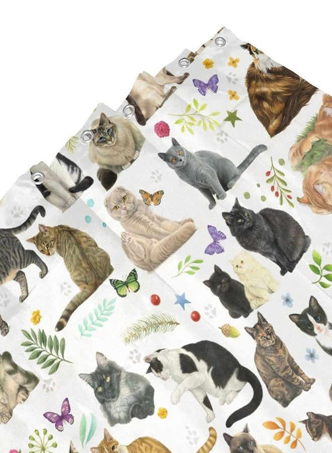 bositigo Cat Shower Curtain for Bathroom with Hooks, Cute Cartoon Colorful Kitty with Pets Paw for Cat Lovers Gift for Kids Girls Novelty Multicolor Decorative Fabric Shower Curtain 72x72 - Image 4