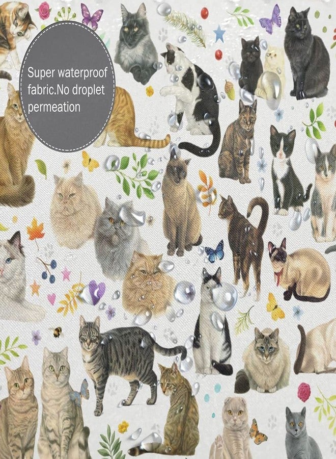 bositigo Cat Shower Curtain for Bathroom with Hooks, Cute Cartoon Colorful Kitty with Pets Paw for Cat Lovers Gift for Kids Girls Novelty Multicolor Decorative Fabric Shower Curtain 72x72 - Image 5