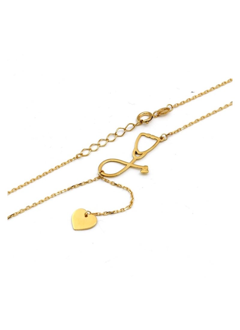 Gold Zone Real Gold Stethoscope With Dangler Heart Adjustable Size Necklace  - Image 4