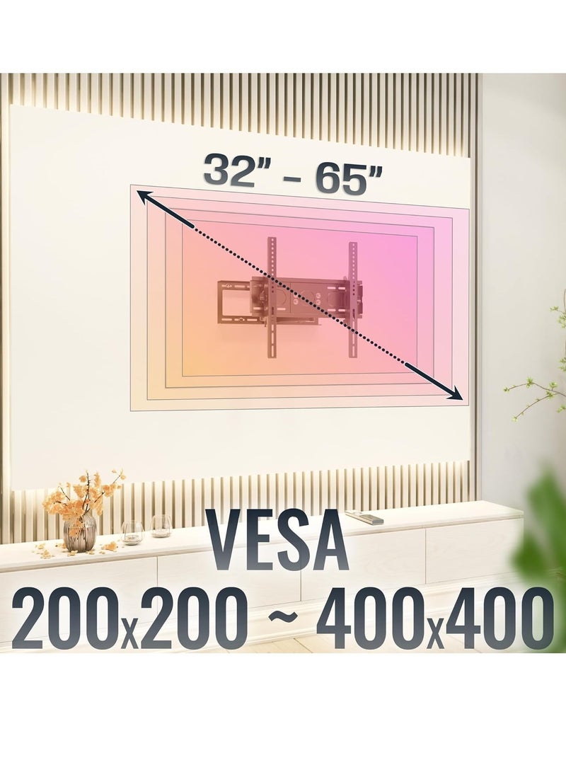 TIGER حامل تلفاز قابل للإمالة والدوران لشاشات LED وLCD وOLED المنحنية والمسطحة من 30'' إلى 65''، تركيب جداري عالمي لمقاييس VESA من 200x200mm إلى 400x400mm - Image 5