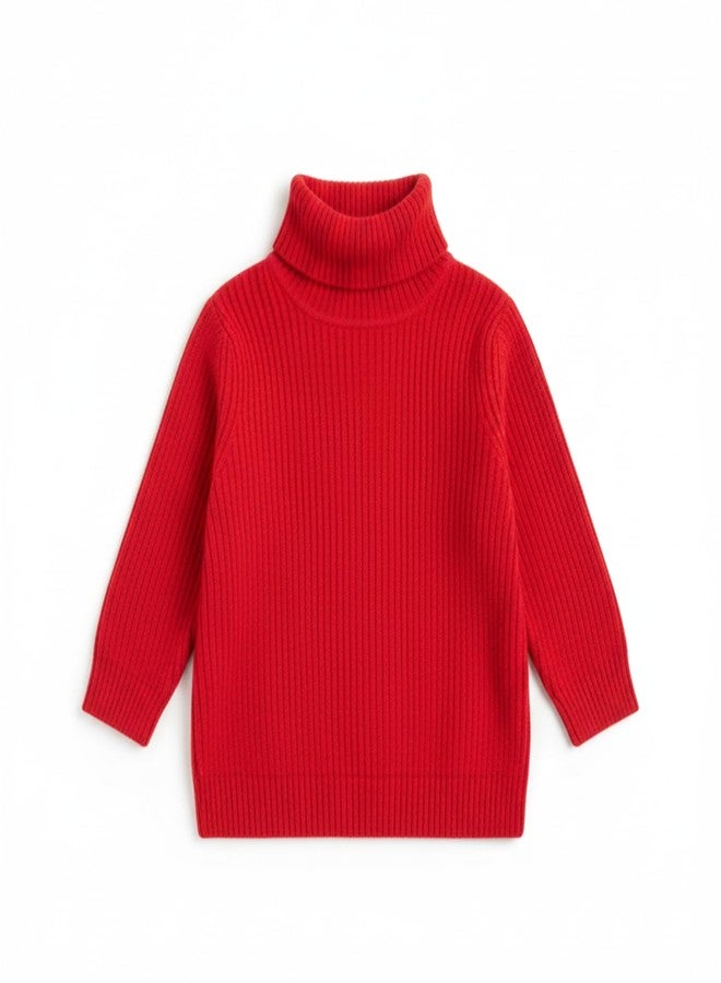Adhigams Baby Girl Sweater | Soft & Warm Winter Knitwear | Full Sleeve Sweater - Red - Image 1