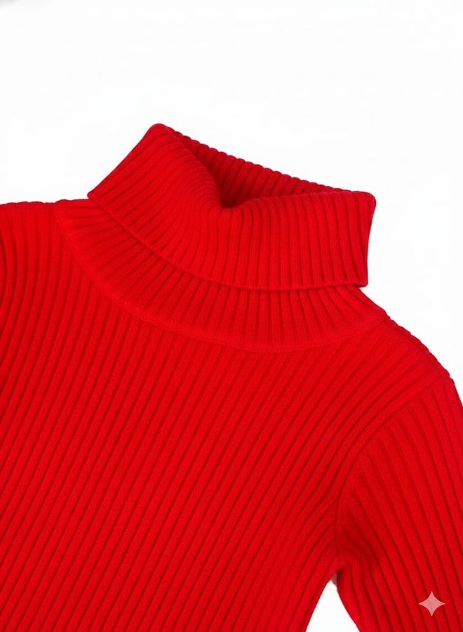 Adhigams Baby Girl Sweater | Soft & Warm Winter Knitwear | Full Sleeve Sweater - Red - Image 2
