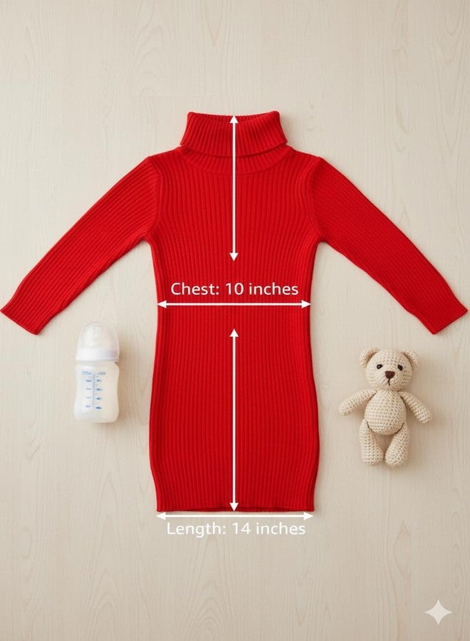 Adhigams Baby Girl Sweater | Soft & Warm Winter Knitwear | Full Sleeve Sweater - Red - Image 5