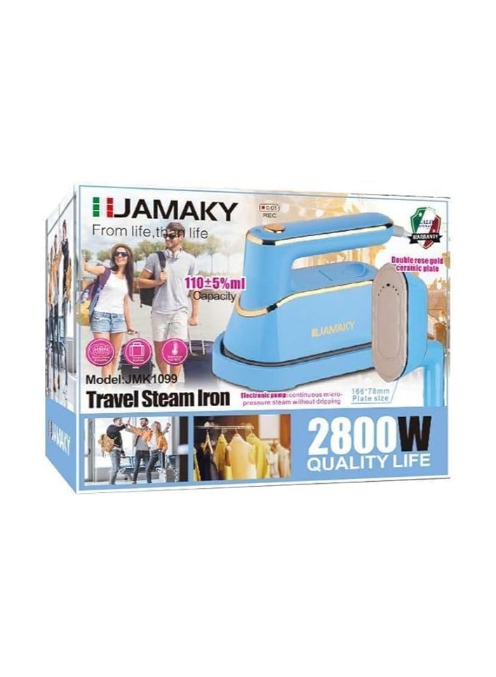 Jamaky Italy جهاز كي بخار صغيرة للسفر 2800W من السيراميك JMK 1099، الطول 20 سم × العرض 11.5 سم × الارتفاع 15.5 سم  - Image 4