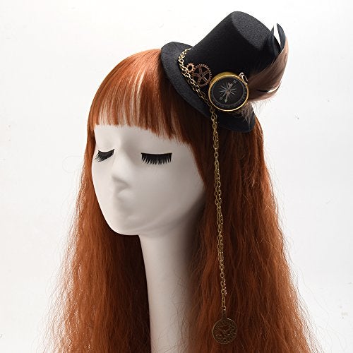 BLESSUME Victorian Punk Mini Bowler Hat Hair Clip Party Hat Dancing Cocktail Head Clip - Image 2