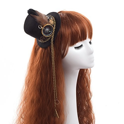 BLESSUME Victorian Punk Mini Bowler Hat Hair Clip Party Hat Dancing Cocktail Head Clip - Image 3