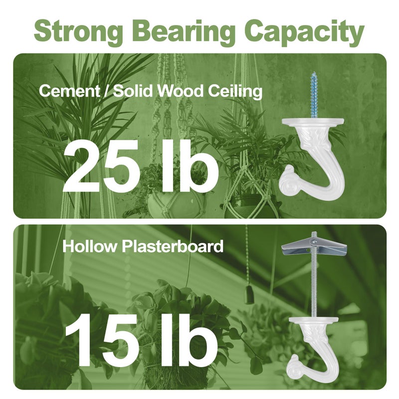 Aidoclip 6 pcs Ceiling Hooks for Hanging Plants,Hanging Hanging Lights Metal Small Hooks,Indoor Outdoor Wall Heavy Duty Plant Hanger Swag Hook - Image 4