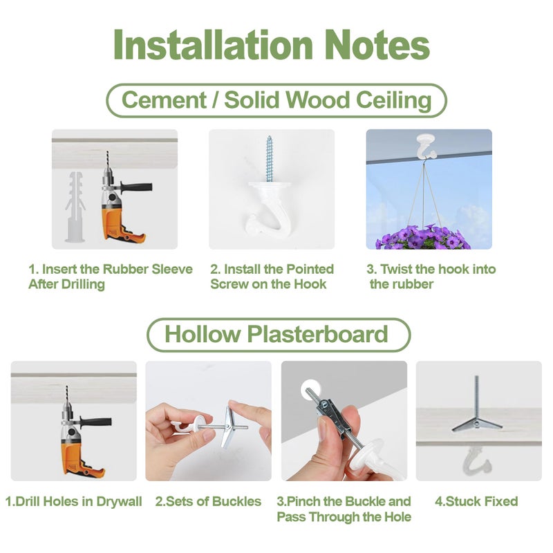 Aidoclip 6 pcs Ceiling Hooks for Hanging Plants,Hanging Hanging Lights Metal Small Hooks,Indoor Outdoor Wall Heavy Duty Plant Hanger Swag Hook - Image 5