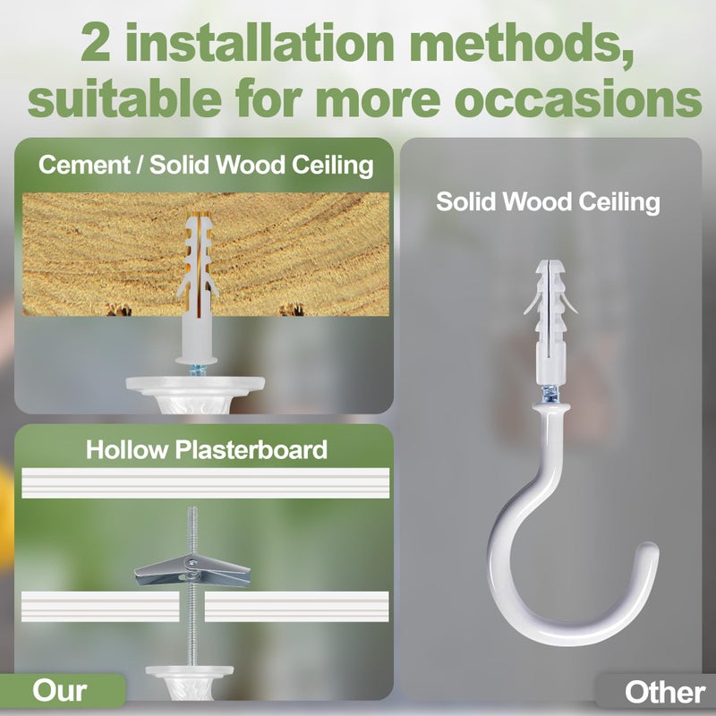 Aidoclip 6 pcs Ceiling Hooks for Hanging Plants,Hanging Hanging Lights Metal Small Hooks,Indoor Outdoor Wall Heavy Duty Plant Hanger Swag Hook - Image 3