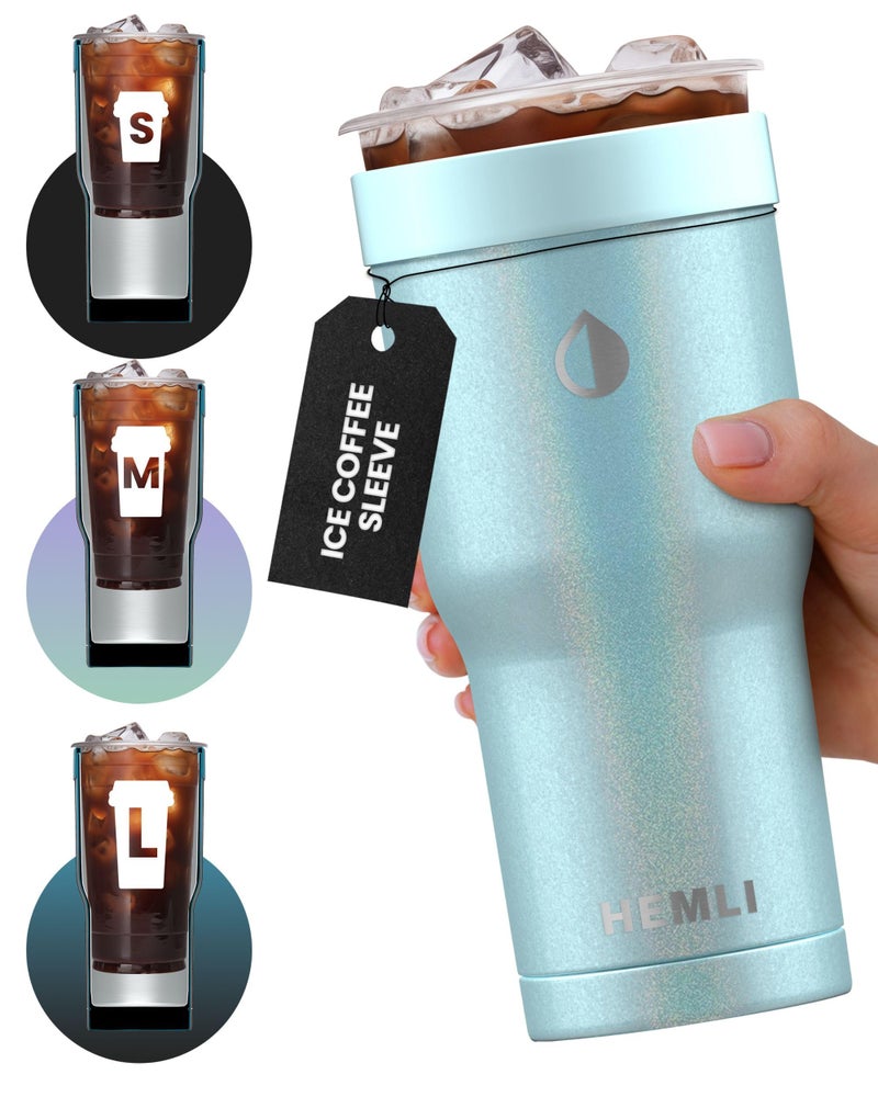 HEMLI Universal Ice Coffee Sleeve Insulator - Insulated Iced Coffee Holder To Go, Insulated Cup Holder for Starbucks Dunkin Donuts McDonalds, Reusable Coffee Sleeve - Image 1