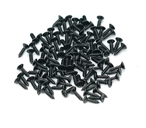 harpfeas 3MM Electric Guitar Bass Pickguard Screws Pick Guards Scratch Plate Mounting Screws for Fender Strat Tele SG LP Guitar Bass Replacement (Black 100 Pack) - Image 1