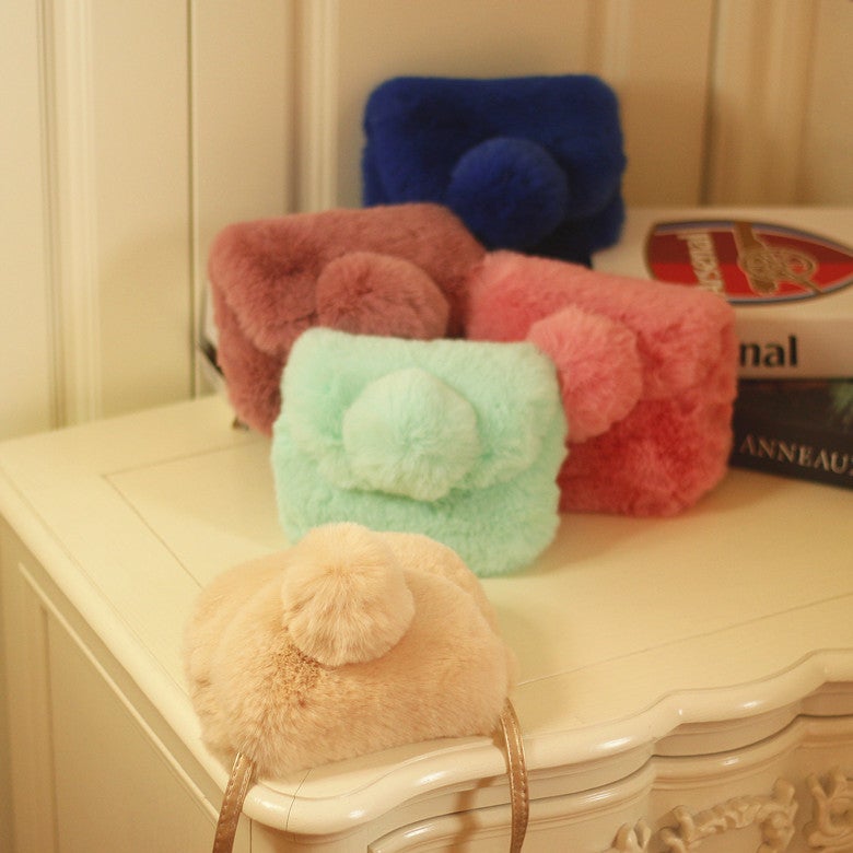 Korean Style Kidsren'S Bag Princess Crossbody Bag Imitation Fur Part Bag Girls Travel Bag Dress Bag - Image 4