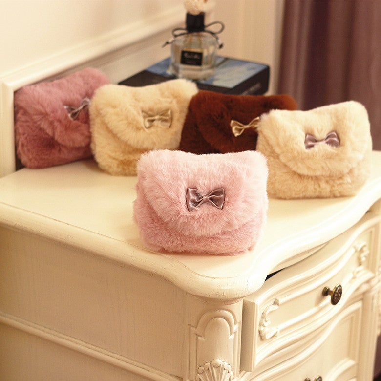 Korean Style Kidsren'S Bag Princess Crossbody Bag Imitation Fur Part Bag Girls Travel Bag Dress Bag - Image 5