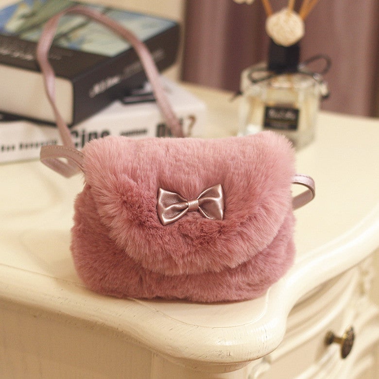 Korean Style Kidsren'S Bag Princess Crossbody Bag Imitation Fur Part Bag Girls Travel Bag Dress Bag - Image 1