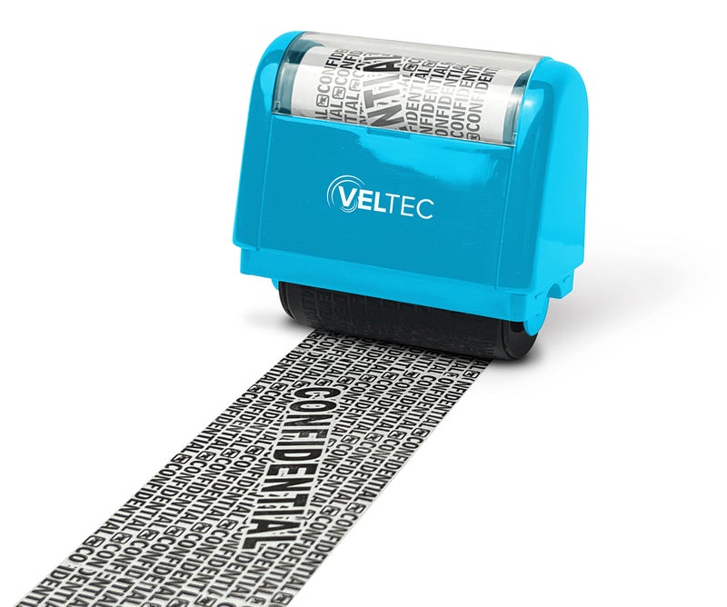 Veltec ID Protector Ink Roller  Identity Theft Protection Roller Stamp Blue Stamp Only