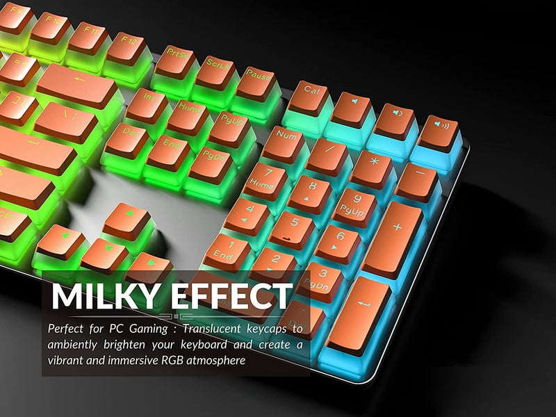 Tobo Pudding PBT Keycaps | 129 Double Shot Translucent ANSI US & ISO Layout | OEM Profile for RGB Mechanical Gaming Keyboard (Orange) - Image 3