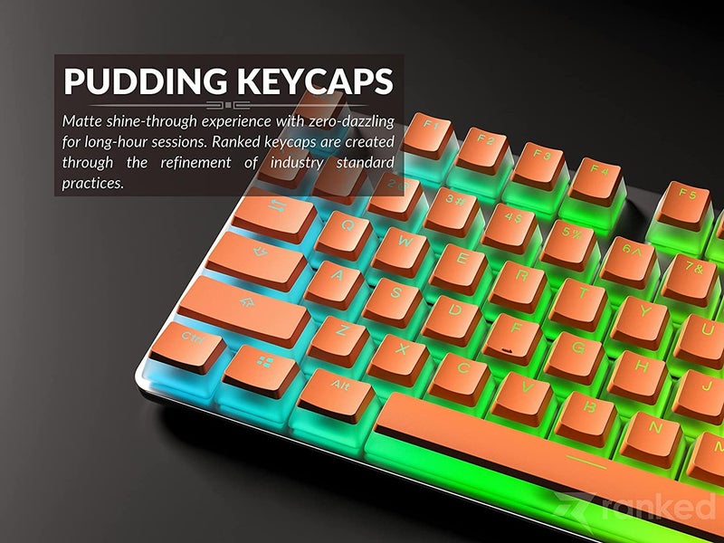 Tobo Pudding PBT Keycaps | 129 Double Shot Translucent ANSI US & ISO Layout | OEM Profile for RGB Mechanical Gaming Keyboard (Orange) - Image 2