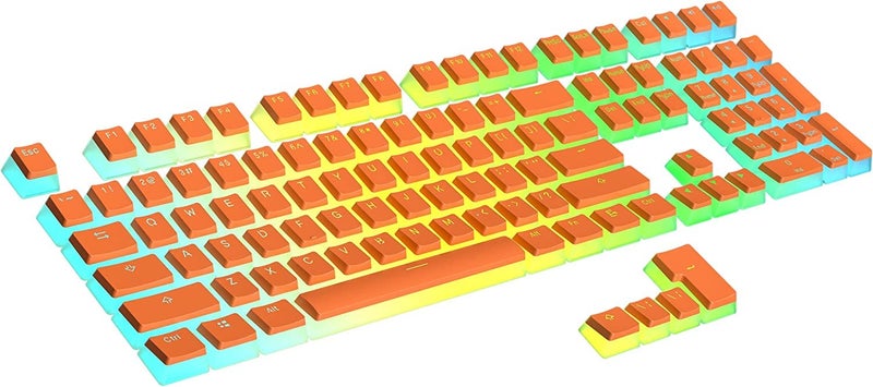 Tobo Pudding PBT Keycaps | 129 Double Shot Translucent ANSI US & ISO Layout | OEM Profile for RGB Mechanical Gaming Keyboard (Orange) - Image 1