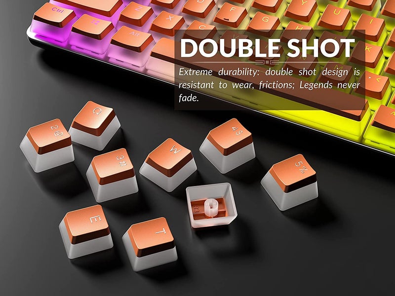 Tobo Pudding PBT Keycaps | 129 Double Shot Translucent ANSI US & ISO Layout | OEM Profile for RGB Mechanical Gaming Keyboard (Orange) - Image 4