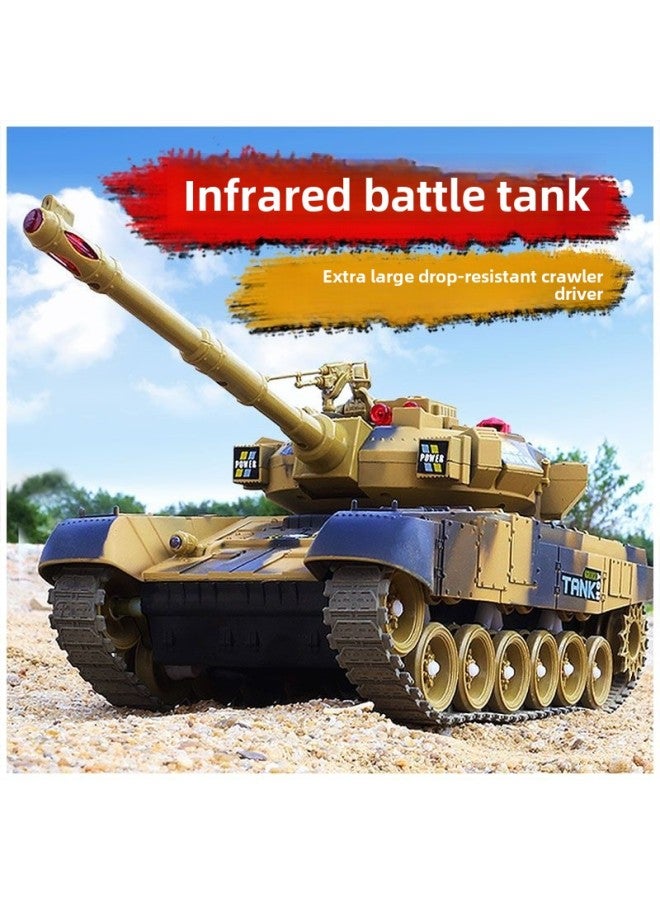 Remote Control Small Tank Can Launch Parent-child Battle Crawler Off-road Vehicle Toy Children Boy-Color:Armored Giant 55CM [camouflaGe Yellow] Simulated Battle + RotatinG Turret + 2.4G Remote Control-Specifications:1 Piece Of Body Battery  - Image 2
