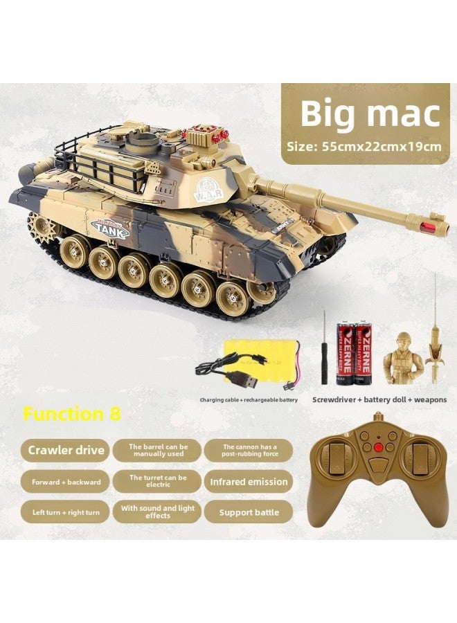 Remote Control Small Tank Can Launch Parent-child Battle Crawler Off-road Vehicle Toy Children Boy-Color:Armored Giant 55CM [camouflaGe Yellow] Simulated Battle + RotatinG Turret + 2.4G Remote Control-Specifications:1 Piece Of Body Battery  - Image 1