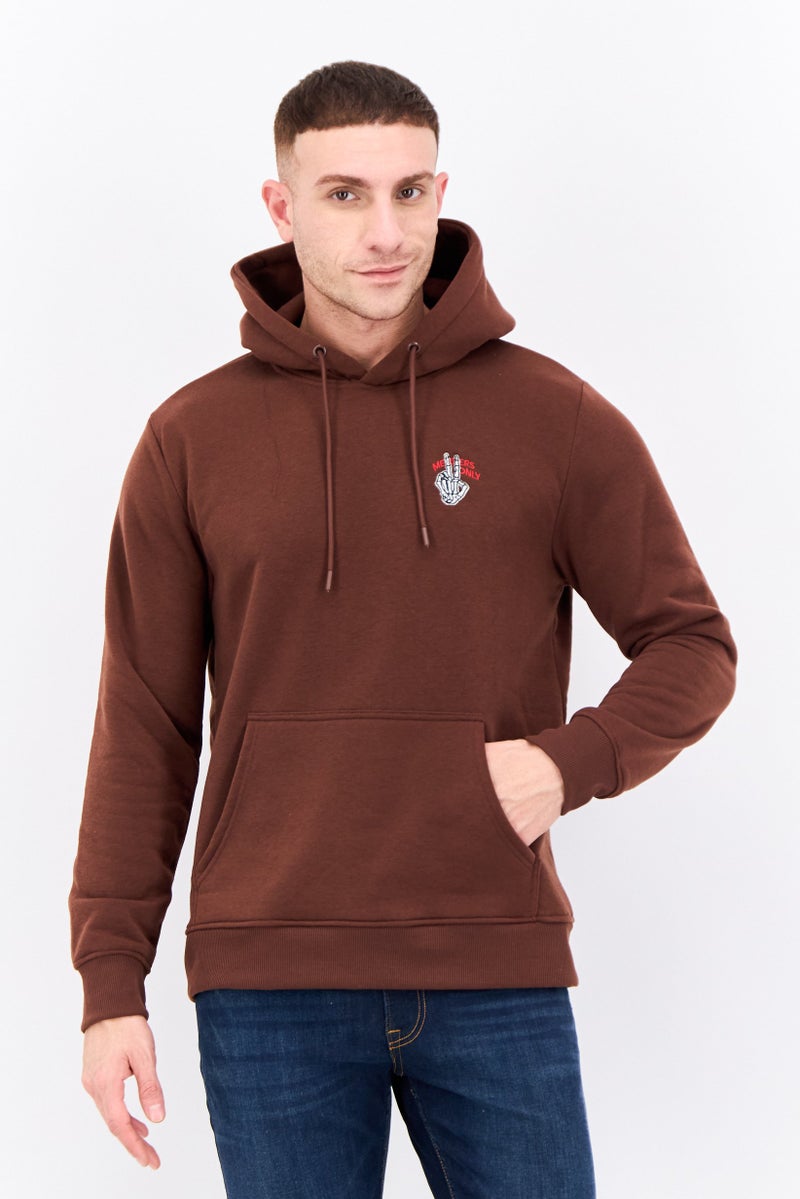 MEMBERS ONLY Men Hooded Embroidered Logo Long Sleeves Sweatshirt, Brown - Image 1