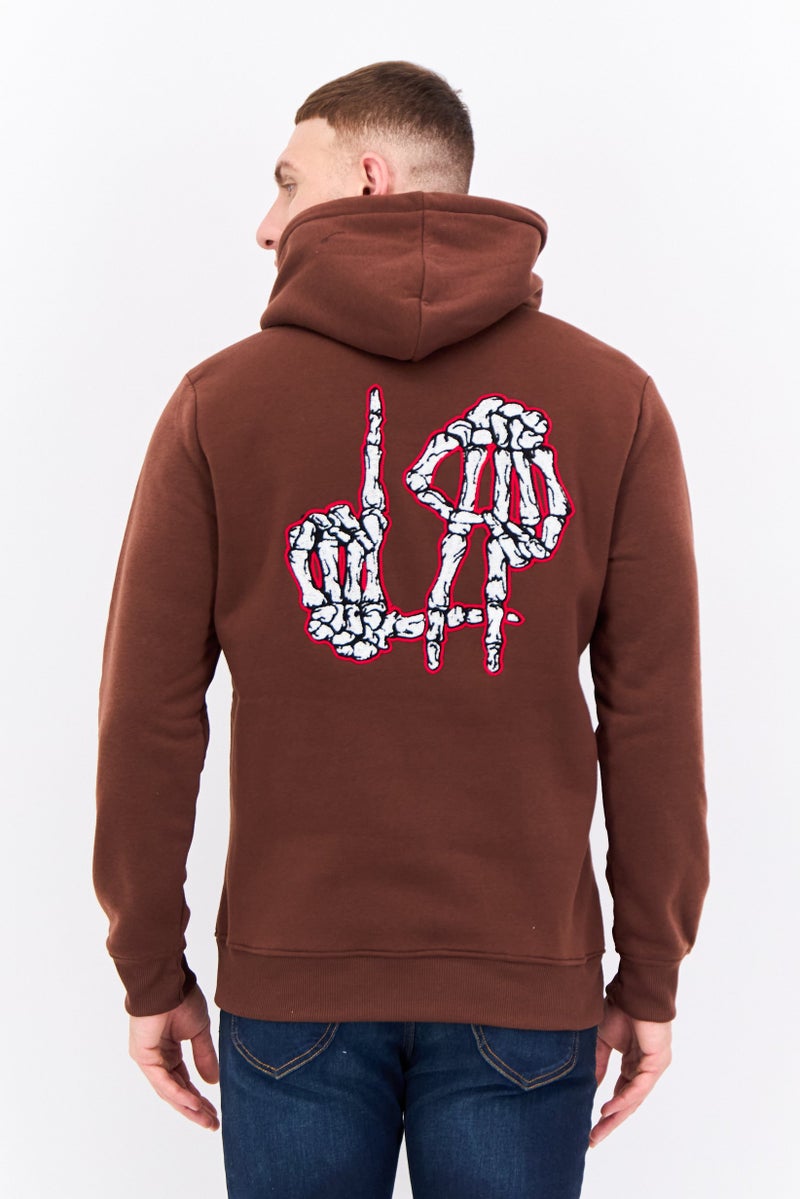 MEMBERS ONLY Men Hooded Embroidered Logo Long Sleeves Sweatshirt, Brown - Image 3