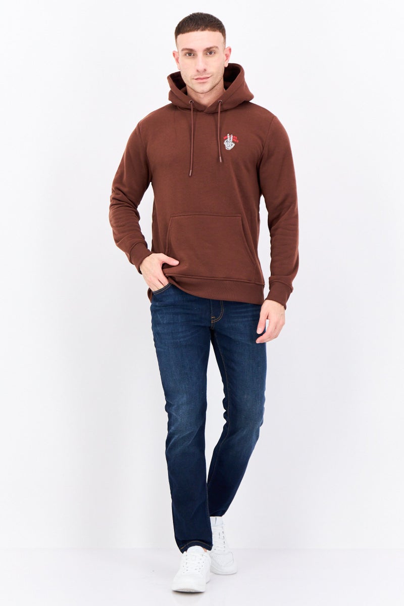 MEMBERS ONLY Men Hooded Embroidered Logo Long Sleeves Sweatshirt, Brown - Image 4