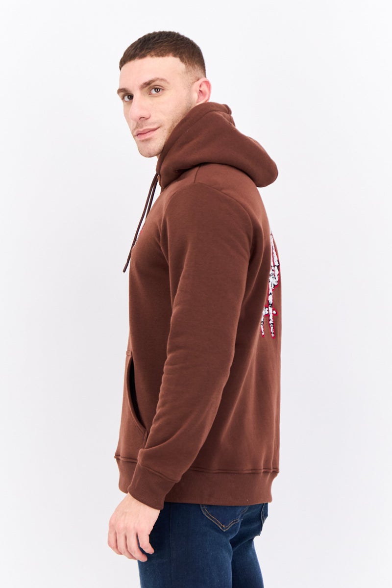MEMBERS ONLY Men Hooded Embroidered Logo Long Sleeves Sweatshirt, Brown - Image 2