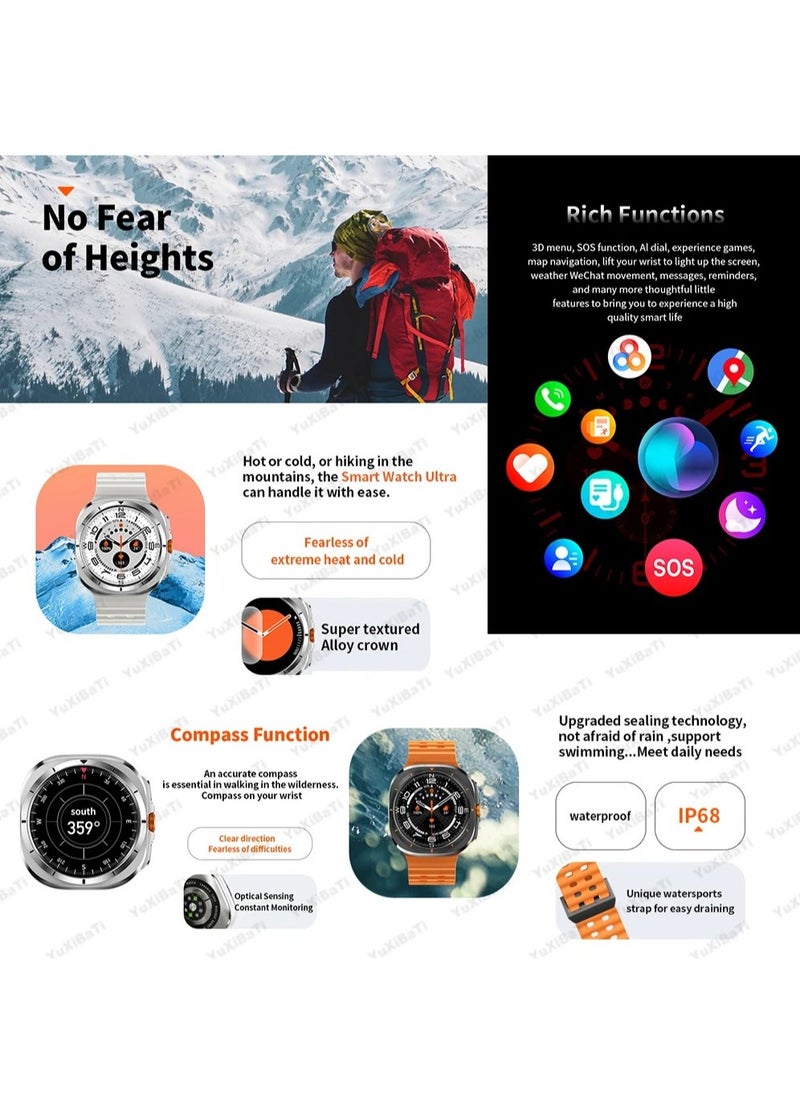 Verci - For Samsung Galaxy Watch 7 Ultra GPS NFC Compass Smart Watch Outdoor Sport Man AMOLED 466*466 Galaxy Watch 6 Upgraded Smartwatch(Orange) - Image 1