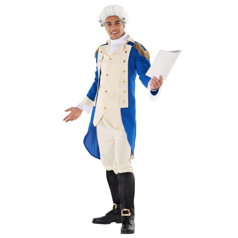 Morph George Washington Costume Adult With Wig Founding Father Costume Colonial Costumes Men Halloween Costumes For Men Medium