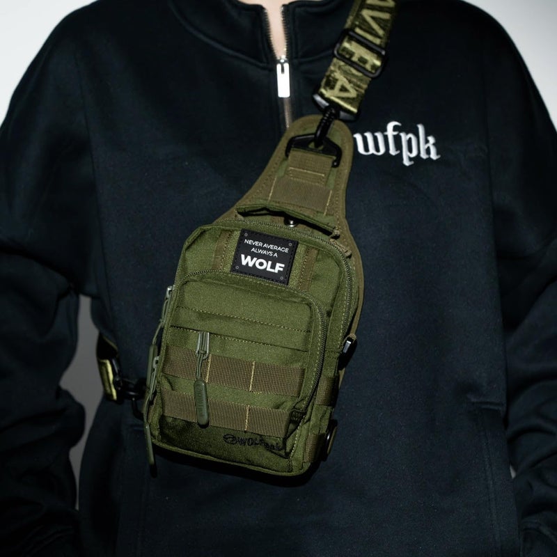 WOLFpak 4L Mini Tactical Sling Bag (OD Green) Compact Crossbody Backpack for Gym, Travel & EDC | Tactical Shoulder Bag with Multiple Pockets â€“ Lightweight, Durable Sling Pack for Men & Women - Image 2