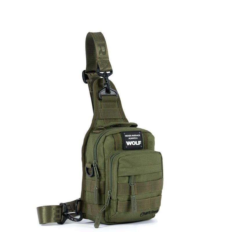 WOLFpak 4L Mini Tactical Sling Bag (OD Green) Compact Crossbody Backpack for Gym, Travel & EDC | Tactical Shoulder Bag with Multiple Pockets â€“ Lightweight, Durable Sling Pack for Men & Women - Image 4