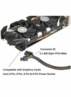 KASTWAVE Graphics Lines, Graphics Card 8 Pins One Point Two Lines, Graphics Card 8p Extension Cable, Graphics Card Adapter, Braided 20cm, Pci-e Pcie Power Cable 18awg 20cm, with Sleeve  - Image 4