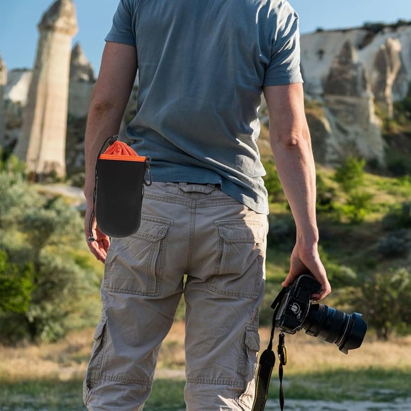 Black Neoprene DSLR Camera Lens Pouch Portable Protective Case for Travel - Image 4