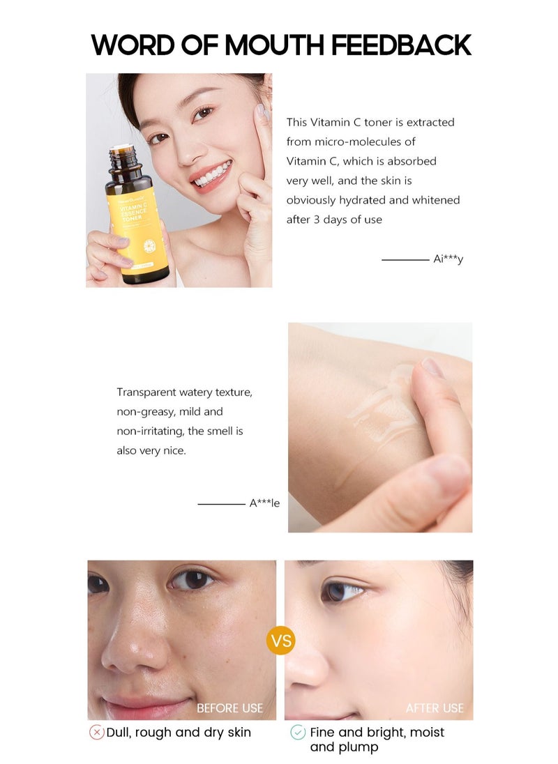 Vibrant Glamour Vitamin C Essence Toner 100ml Whitening Anti Aging Wrinkles Brightening Fade Dark Spot Moisturizer Beauty Product for Skin Repair  - Image 5
