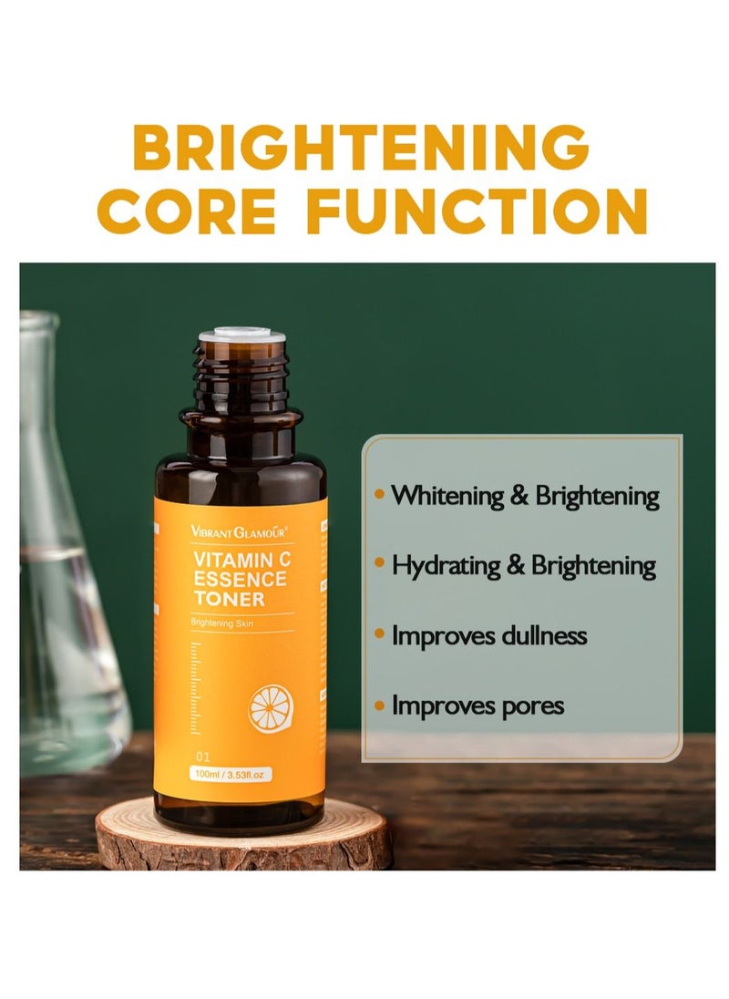 Vibrant Glamour Vitamin C Essence Toner 100ml Whitening Anti Aging Wrinkles Brightening Fade Dark Spot Moisturizer Beauty Product for Skin Repair  - Image 2