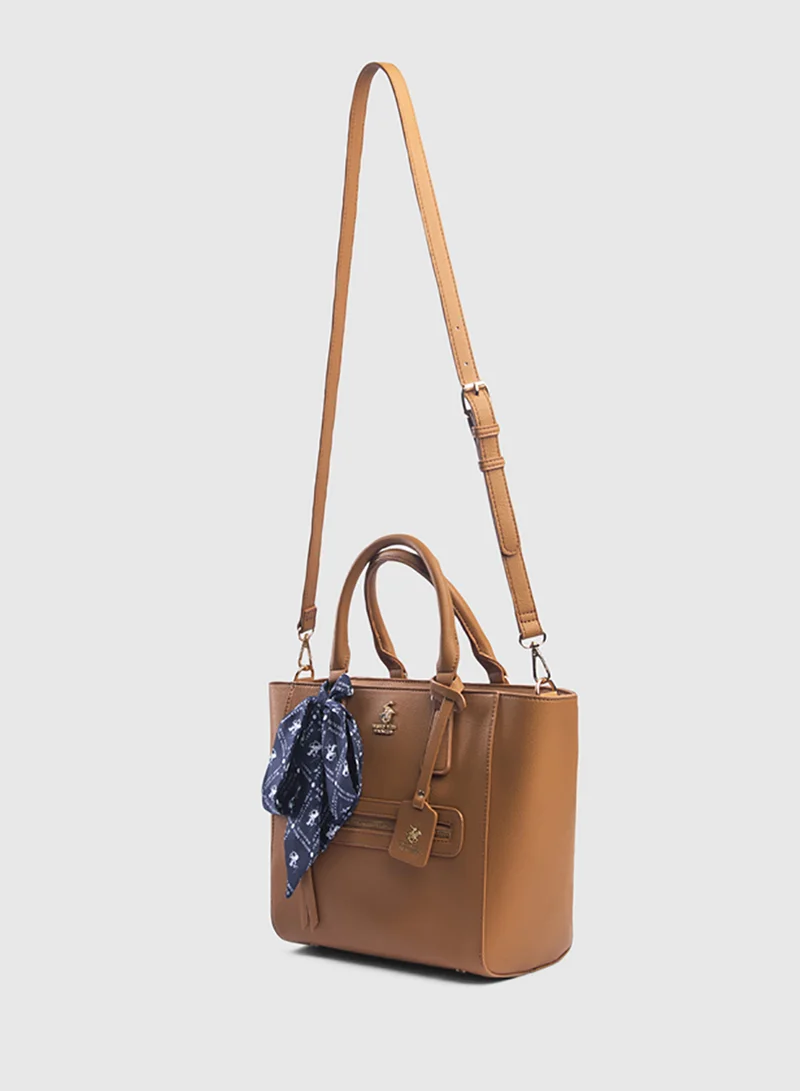 BEVERLY HILLS POLO CLUB Scarf Detail Tote Bag