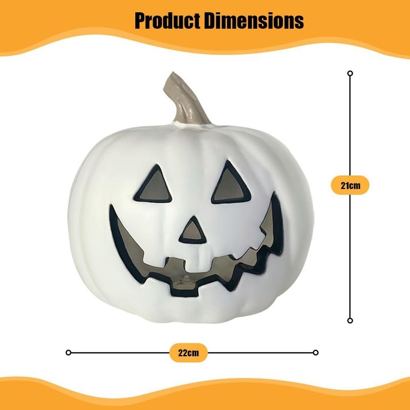 Bseical Workday cycle fulfillment Pumpkin with LED Lighting, Halloween Pumpkin Lantern, Large, Halloween Pumpkin as House Entrance, Large Plastic Pumpkin with Scary Grip, Halloween Pumpkin Decoration Outdoor (White, 20 cm) Medium weight - Image 3