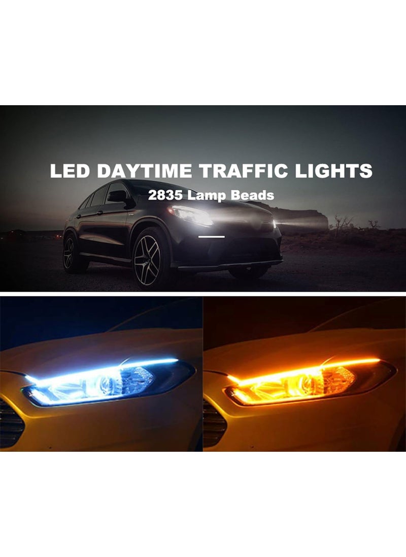 Asryd Asryd Flexible Led Light Strip Dual Color LED Headlight Strip Tube Light White Amber Daytime Running Light Waterproof 24 Inch 2PcsFor MG Hector  - Image 3