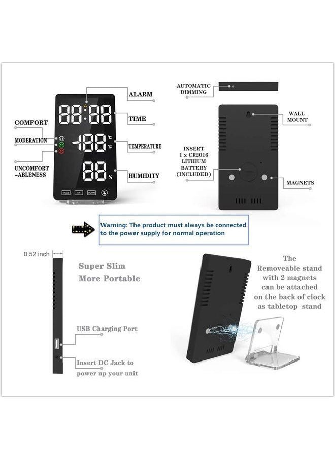 LED Display Digital Clock Black