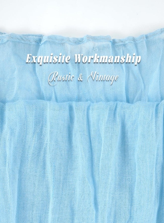 fani 12 Pack 10Ft Baby Blue Cheesecloth Table Runner 35 x 120 inch Boho Gauze Cheese Cloth Table Runner Vintage Rustic Sheer Runners for Wedding Bridal Shower Birthday Party Cake Table Decorations - Image 3