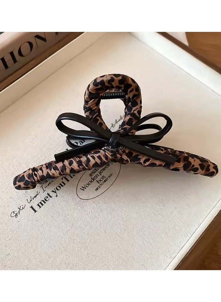 جلوسكي النمر طباعة الجلد الاصطناعي قوس قبض مقاطعة الشعر الخلفية رأس الشعر القرش مقاطعة الشخصية حلوة باردة الرياح اكسسوارات المرأة - Image 1