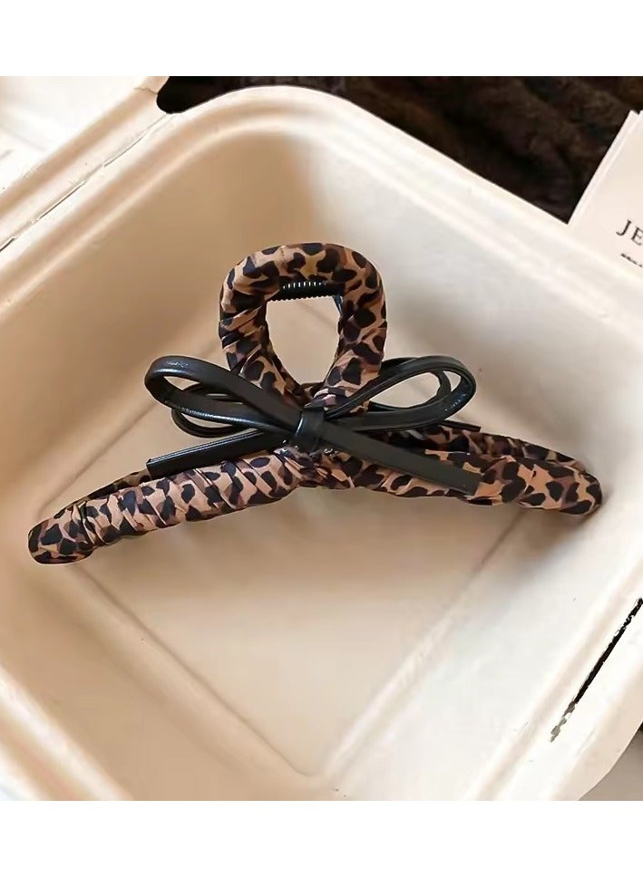 جلوسكي النمر طباعة الجلد الاصطناعي قوس قبض مقاطعة الشعر الخلفية رأس الشعر القرش مقاطعة الشخصية حلوة باردة الرياح اكسسوارات المرأة - Image 3