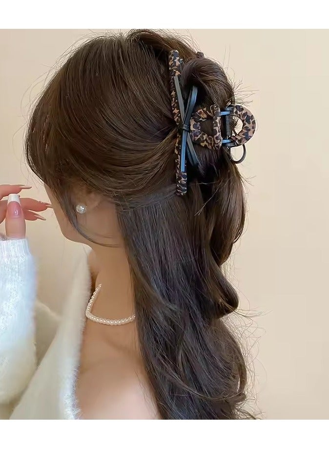 جلوسكي النمر طباعة الجلد الاصطناعي قوس قبض مقاطعة الشعر الخلفية رأس الشعر القرش مقاطعة الشخصية حلوة باردة الرياح اكسسوارات المرأة - Image 4