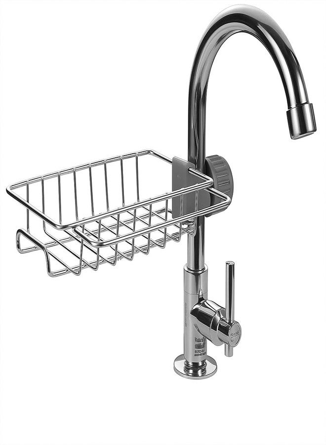 Japak Kitchen Sink Faucet Sponge Holder Caddy Organizer Over Premium Stainless Steel Heavy-Duty Hanging Drain Rack for Scrubbers, Soap, Brush,Sponge Thickened Rustproof Sink Storage for Kitchen & Bathroom - Image 1