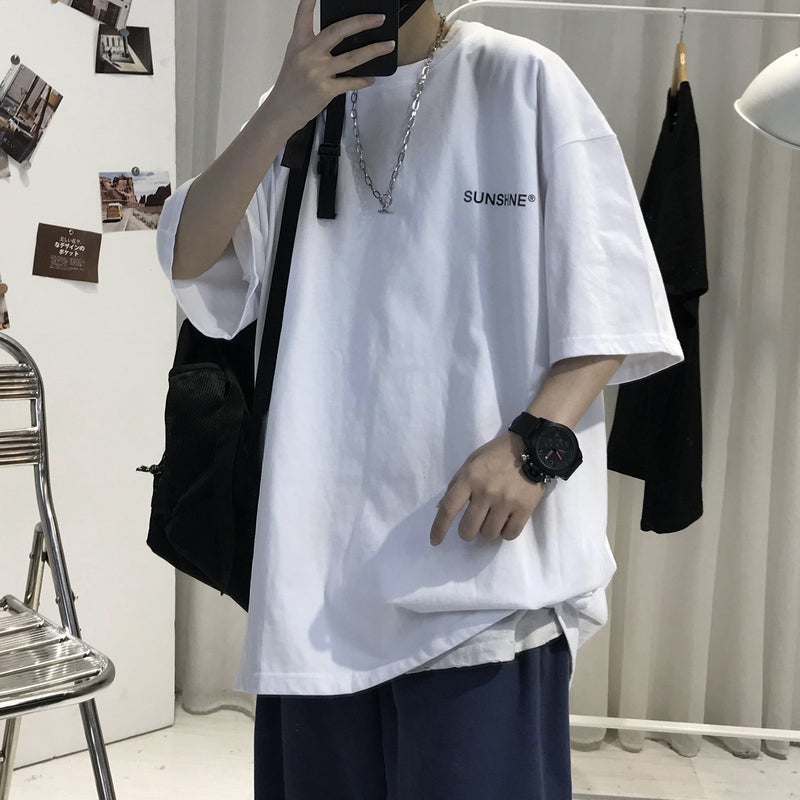 S-5XL heavy cotton summer simple new Hong Kong style T-shirt men's and women's loose short sleeve cotton half sleeve fashion - Image 2