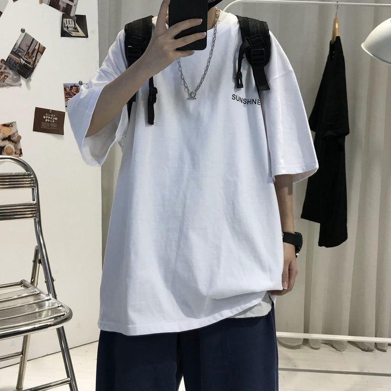 S-5XL heavy cotton summer simple new Hong Kong style T-shirt men's and women's loose short sleeve cotton half sleeve fashion - Image 3