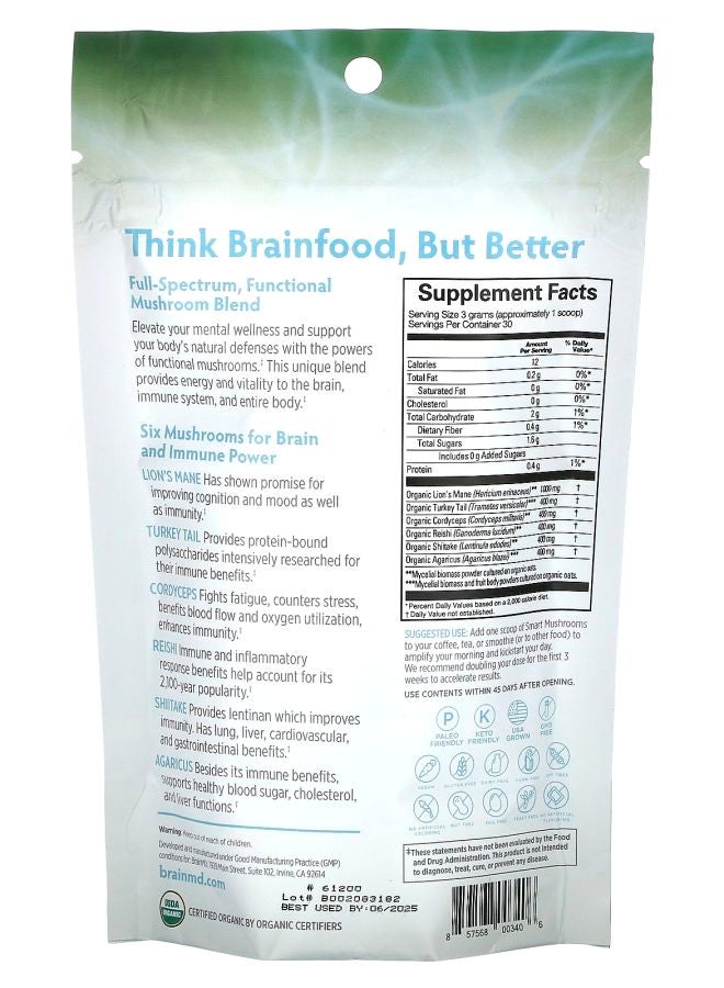 BRAINMD Smart Mushrooms 3.2 oz (90 g) - Image 2